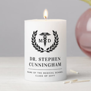 Modern MD Doctor of Medicine Med School Graduation Pillar Candle