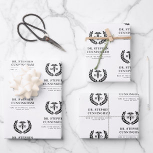 Modern MD Doctor of Medicine Med School Graduation Wrapping Paper Sheets