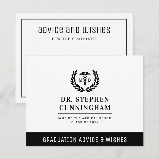 Modern MD Med School Graduation Advice & Wishes Note Card (Front/Back)