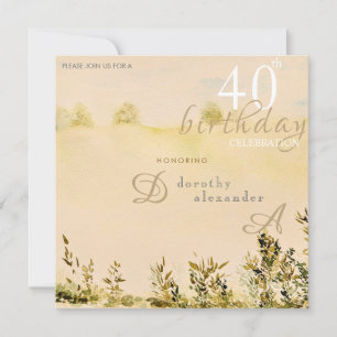 Modern Meadow Country Floral Landscape Birthday Invitation