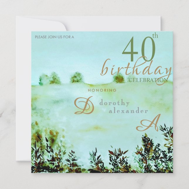 Modern Meadow Country Seaside Landscape Birthday Invitation (Front)