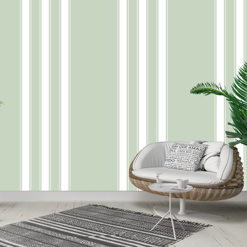 Modern Meadow: Dusty Green & White Peel and Stick Wallpaper