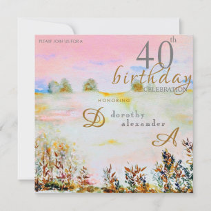 Modern Meadow Floral Landscape Birthday Invitation
