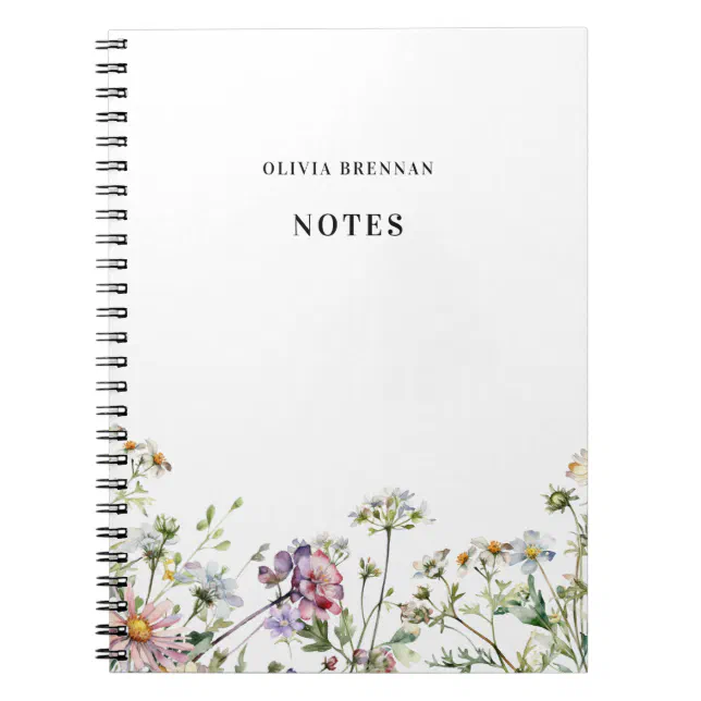 Delicate Note Modern Meadow Wildflowers delicate Notes Notebook | Zazzle