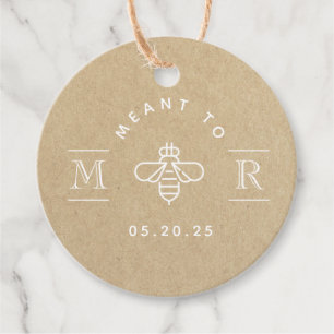Modern Meant to Bee Honey Wedding Kraft Round Favor Tags