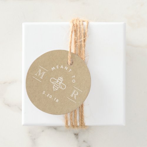 Modern Meant to Bee Honey Wedding Kraft Round Favor Tags