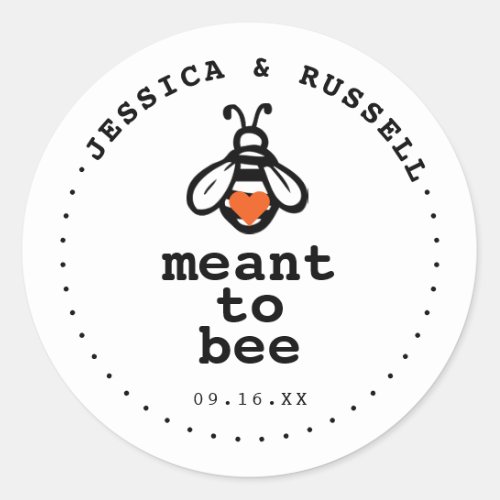 Modern Meant To Bee Wedding Classic Round Sticker