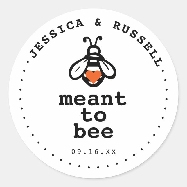 Modern Meant To Bee Wedding Classic Round Sticker (Front)
