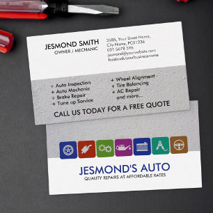 Modern Mechanic Car Repair with icons Business Card