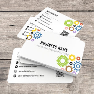 Modern Mechanic Logo QR Code Business Card