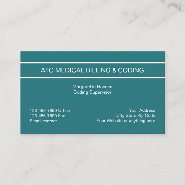 Modern Medical Billing And Coding Business Card (Front)