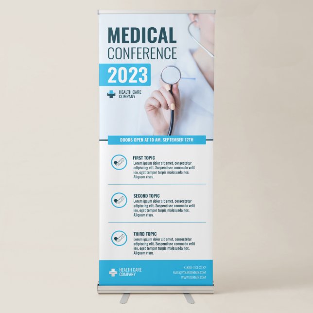 Modern Medical Conference Health Care Convention Retractable Banner (Front)