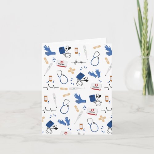 Modern Medical Doctor Nurse Pattern Card