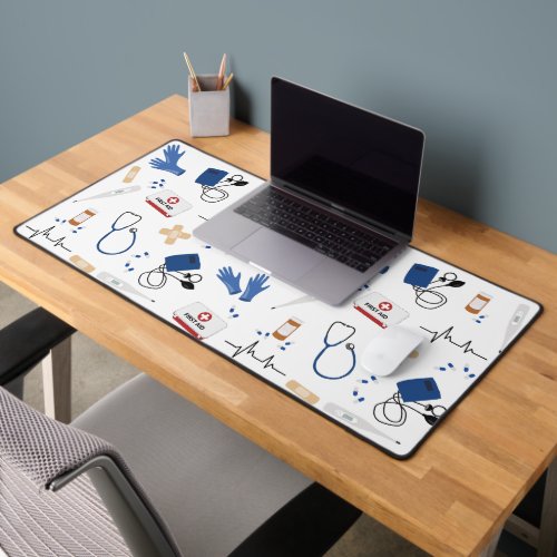 Modern Medical Doctor Nurse Pattern Desk Mat