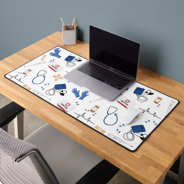 Modern Medical Doctor Nurse Pattern Desk Mat | Zazzle