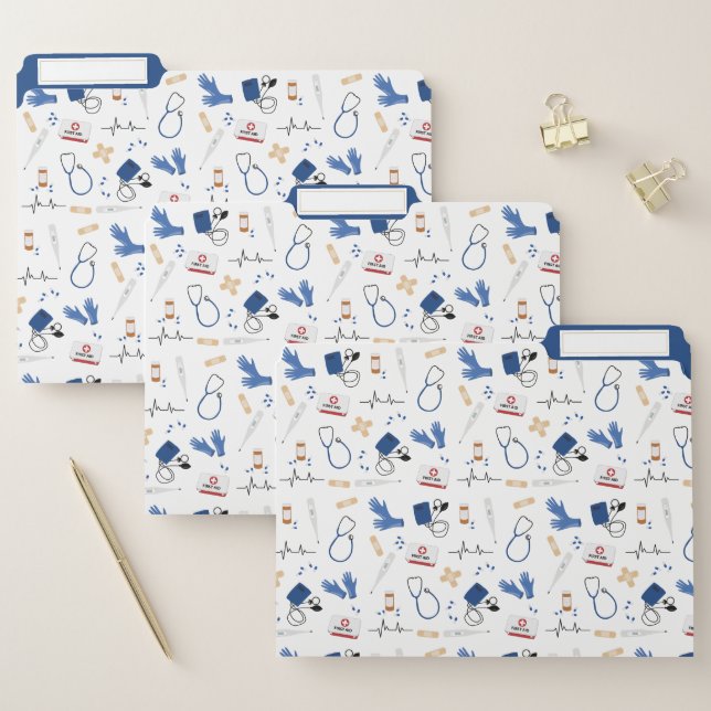 Modern Medical Doctor Nurse Pattern File Folder (Set)