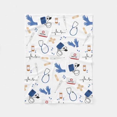 Modern Medical Doctor Nurse Pattern Fleece Blanket