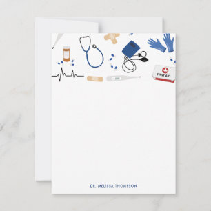 Modern Medical Doctor Nurse Pattern Note Card