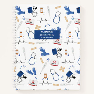 Modern Medical Doctor Nurse Pattern Notebook