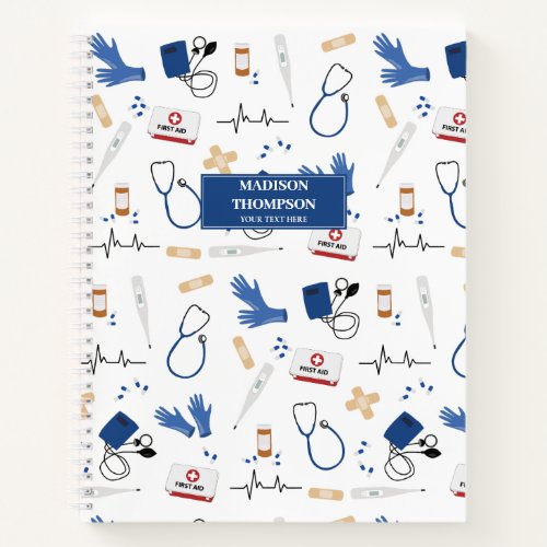 Modern Medical Doctor Nurse Pattern Notebook