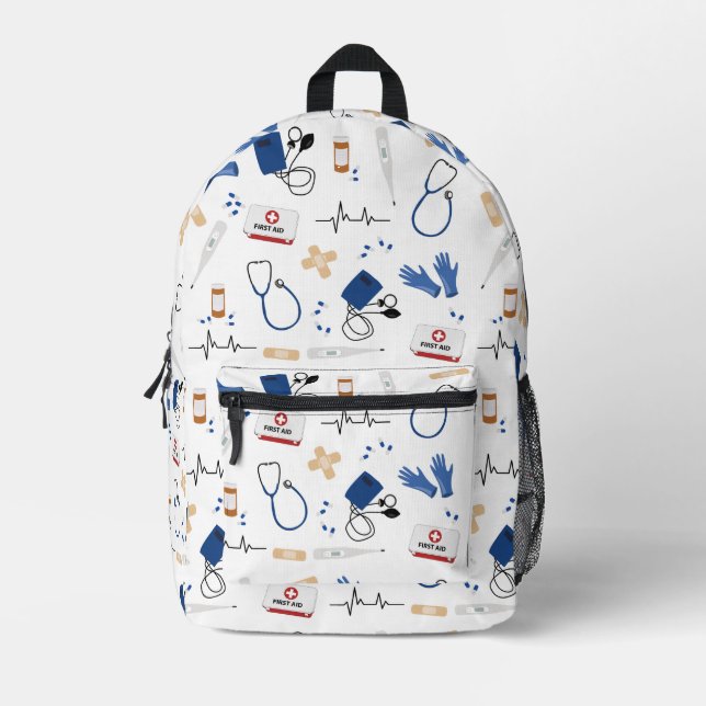 Modern Medical Doctor Nurse Pattern Printed Backpack (Front)
