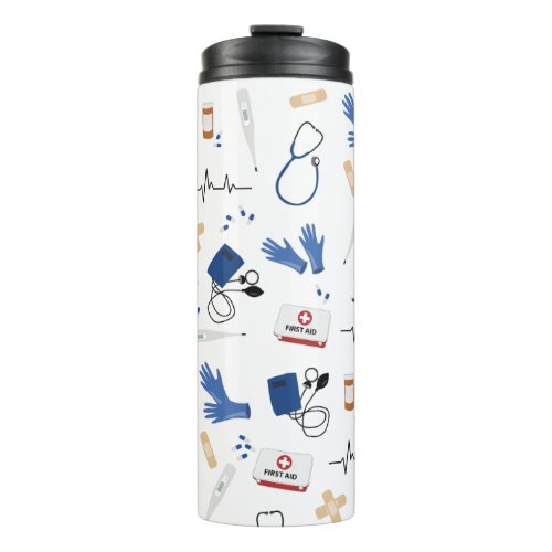 Modern Medical Doctor Nurse Pattern Thermal Tumbler