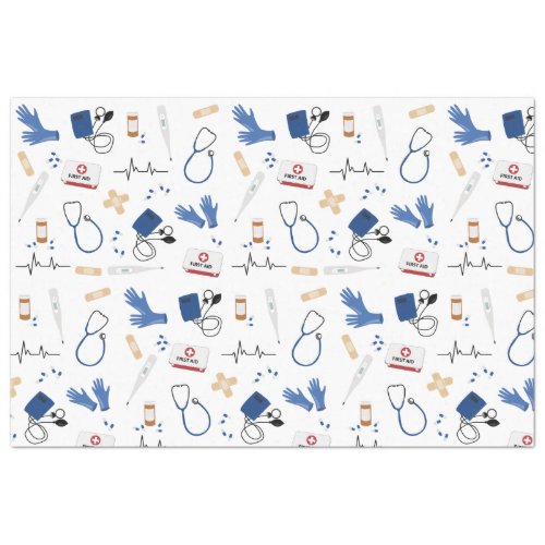 Modern Medical Doctor Nurse Pattern Tissue Paper