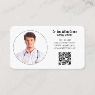Modern Medical Doctor Photo QR Code Minimalist 👩 Business Card