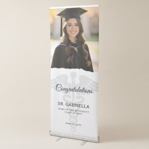 Modern Medical School Doctor Graduation Photo Retractable Banner