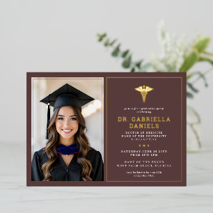 Modern Medical School Graduate Doctor Graduation Foil Invitation
