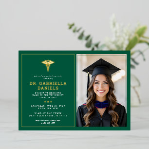 Modern Medical School Graduate Doctor Graduation Foil Invitation