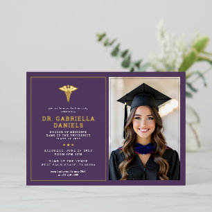 Modern Medical School Graduate Doctor Graduation Foil Invitation