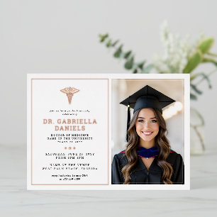Modern Medical School Graduate Doctor Graduation Foil Invitation