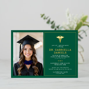 Modern Medical School Graduate Doctor Graduation Foil Invitation