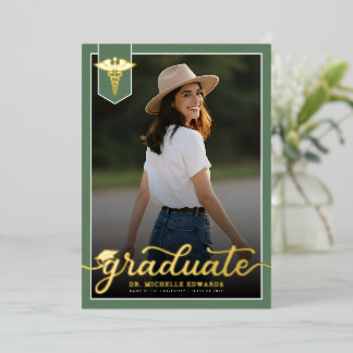 Modern Medical School Graduate Photo Graduation Foil Invitation