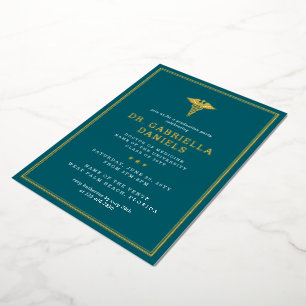 Modern Medical School Graduate Photo Graduation Foil Invitation
