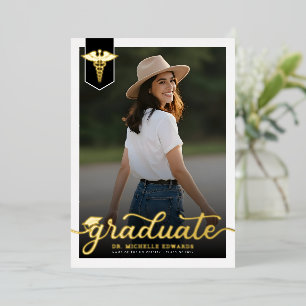 Modern Medical School Graduate Photo Graduation Foil Invitation