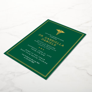 Modern Medical School Graduate Photo Graduation Foil Invitation