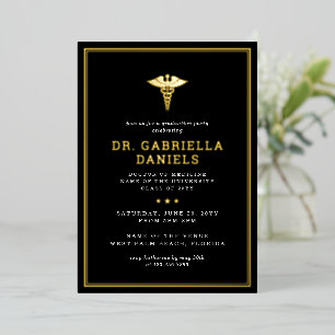 Modern Medical School Graduate Photo Graduation Foil Invitation