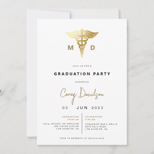 Modern Medical School Graduation Party Invitation