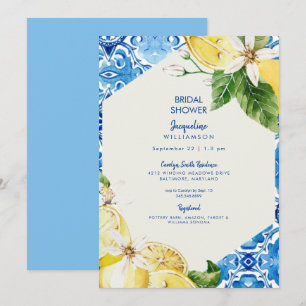Modern Mediterranean Blue Bridal Shower Invitation
