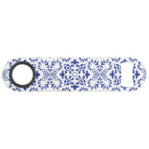 Modern Mediterranean Blue Mosaic Wedding Bar Key