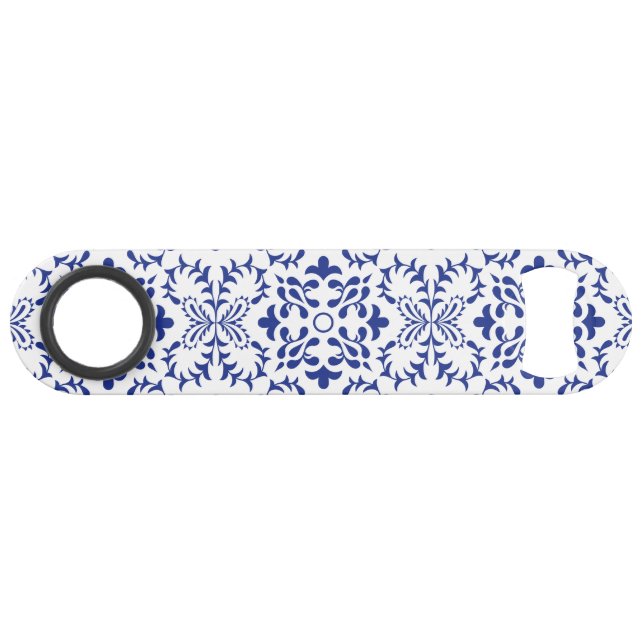 Modern Mediterranean Blue Mosaic Wedding Bar Key (Front (Horizontal))