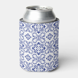 Modern Mediterranean Blue Mosaic Wedding Can Cooler