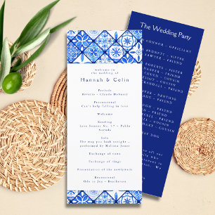 Modern Mediterranean Blue Tile Wedding Program