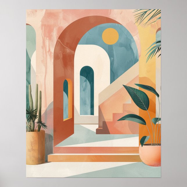 Modern Mediterranean Boho Arch Wall Art Print (Front)