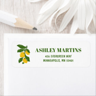 Modern Mediterranean Lemon Branch Label
