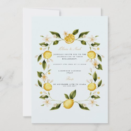 Modern Mediterranean Lemon Engagement Invitation