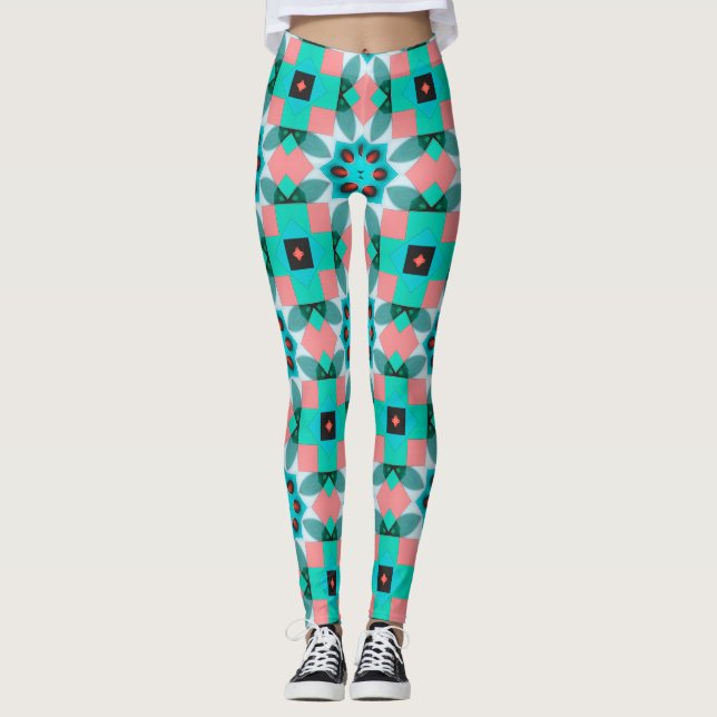 Modern Mediterranean Pattern Leggings (Front)