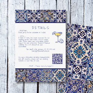 Modern mediterranean Wedding Details QR code  Enclosure Card